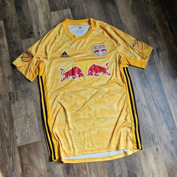Adidas Men’s NY Red Bulls Soccer Jersey Size Large Yellow MLS Fan Pre-Owned - Picture 1 of 10